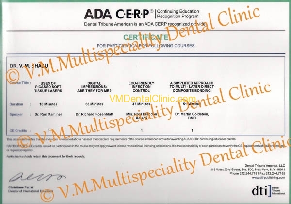 ADA Certificate